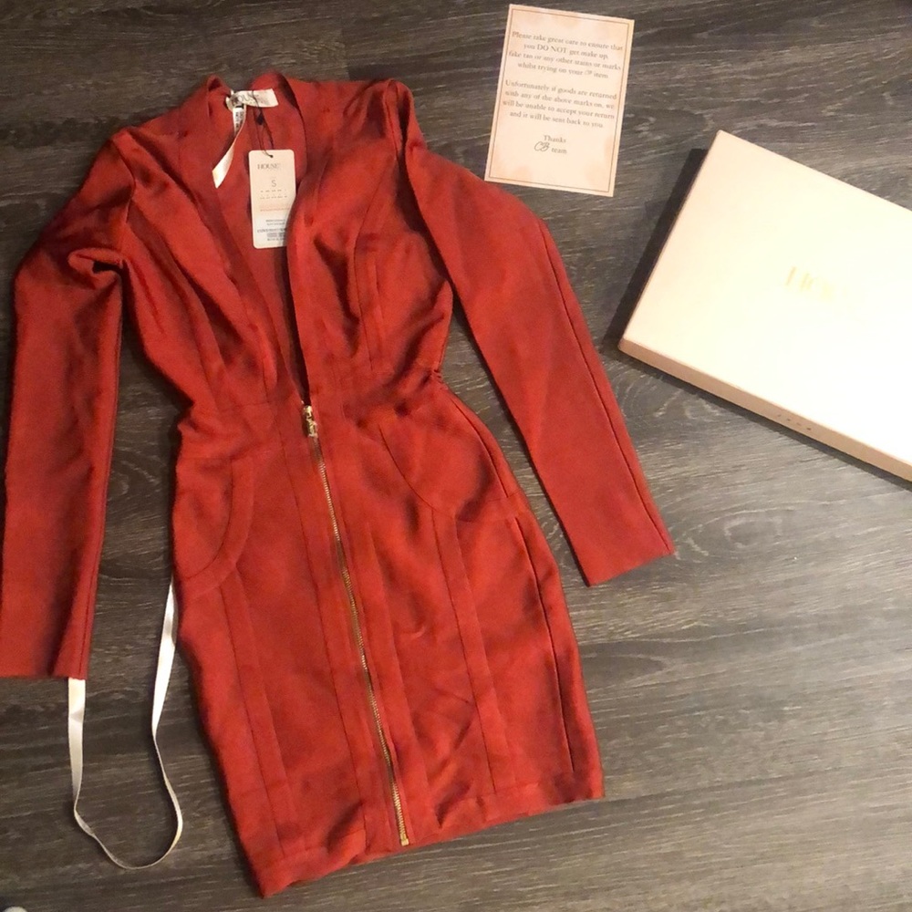 House of CB Valeria burnt orange bodycon dress